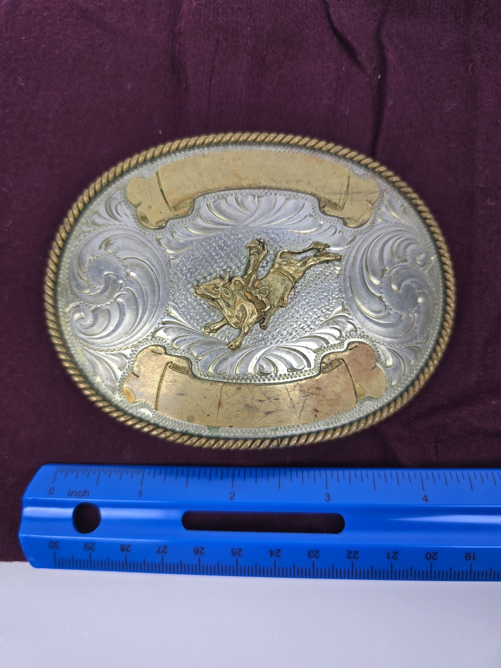Vintage Montana Silversmiths Michael Rodeo Belt Buckle Bull Rider Gold Silver US
